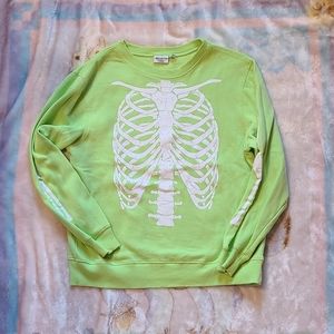 Mighty fine neon green skeleton sweater